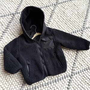 Zara reversible Cozy Black Sherpa Jacket with Hood